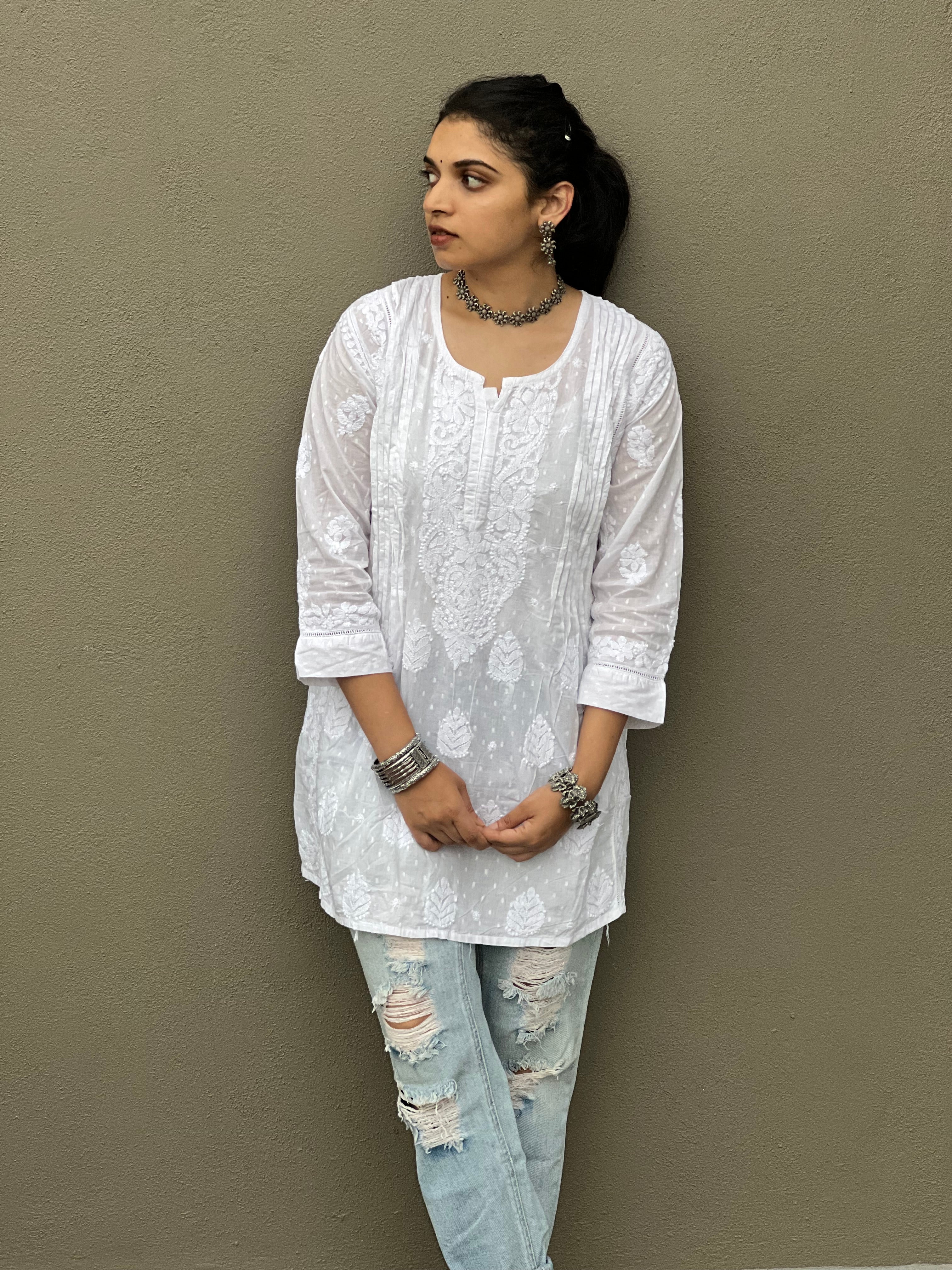 Pure Cotton Chikankari Short Kurti