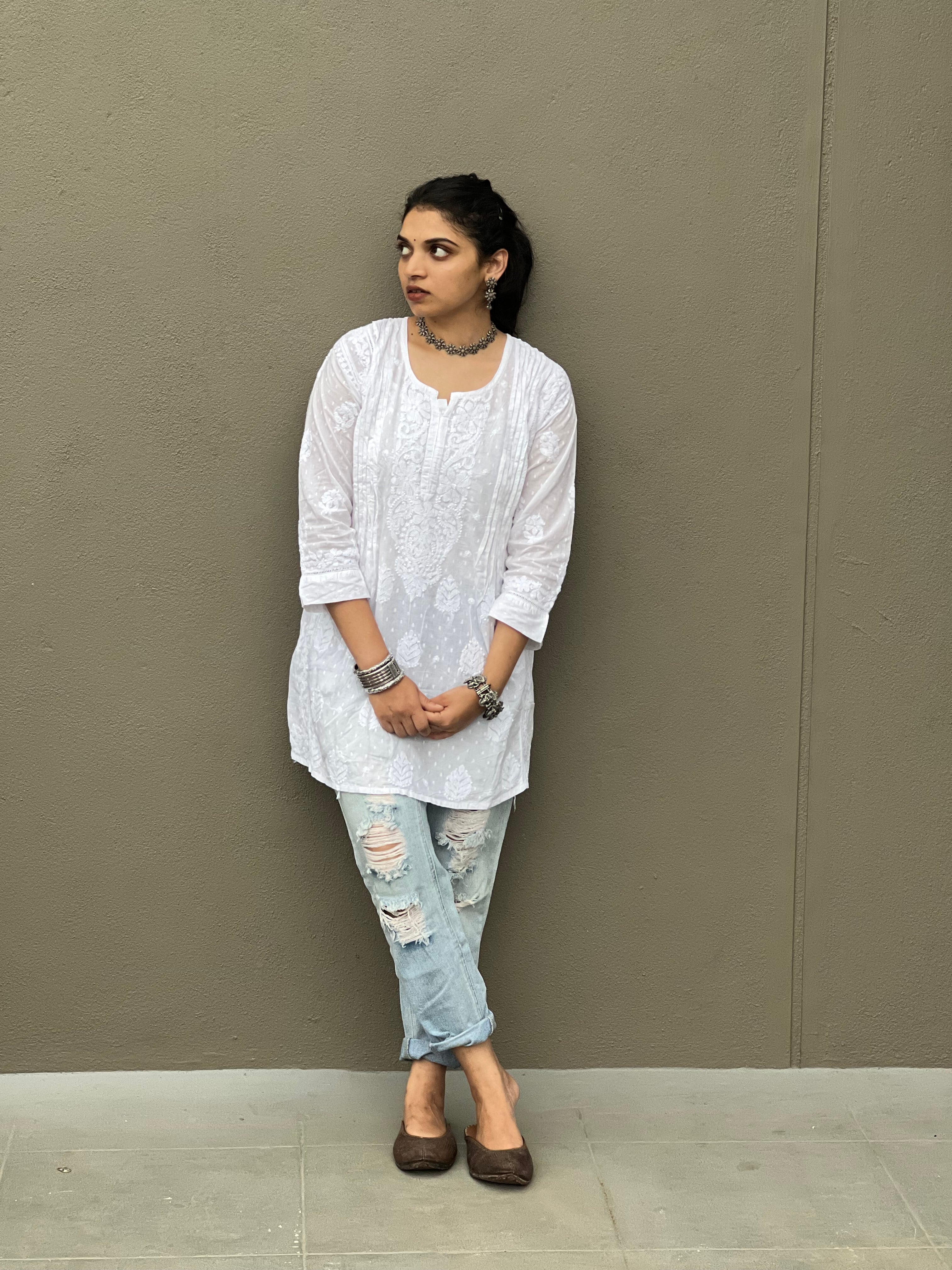 Pure Cotton Chikankari Short Kurti