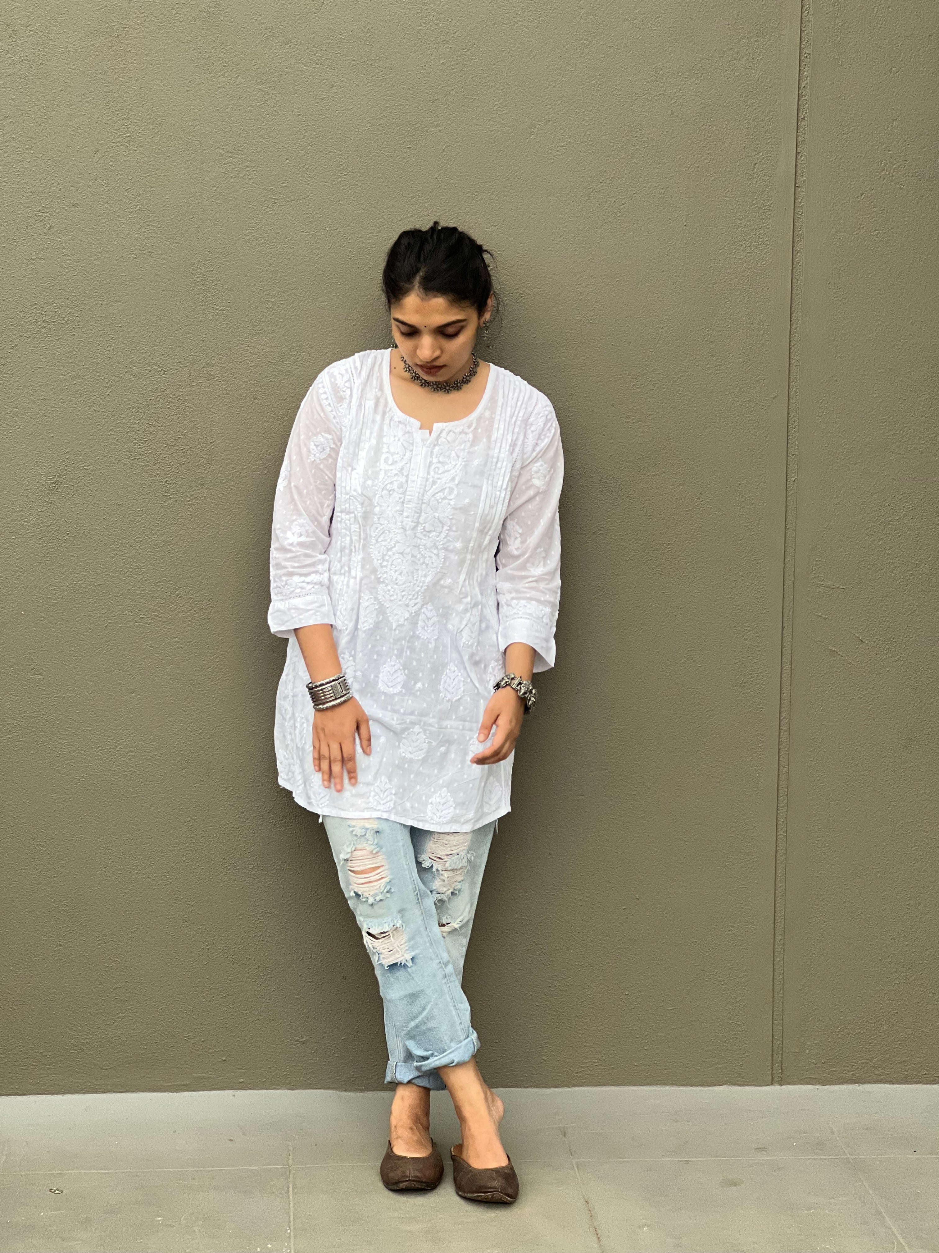 Pure Cotton Chikankari Short Kurti