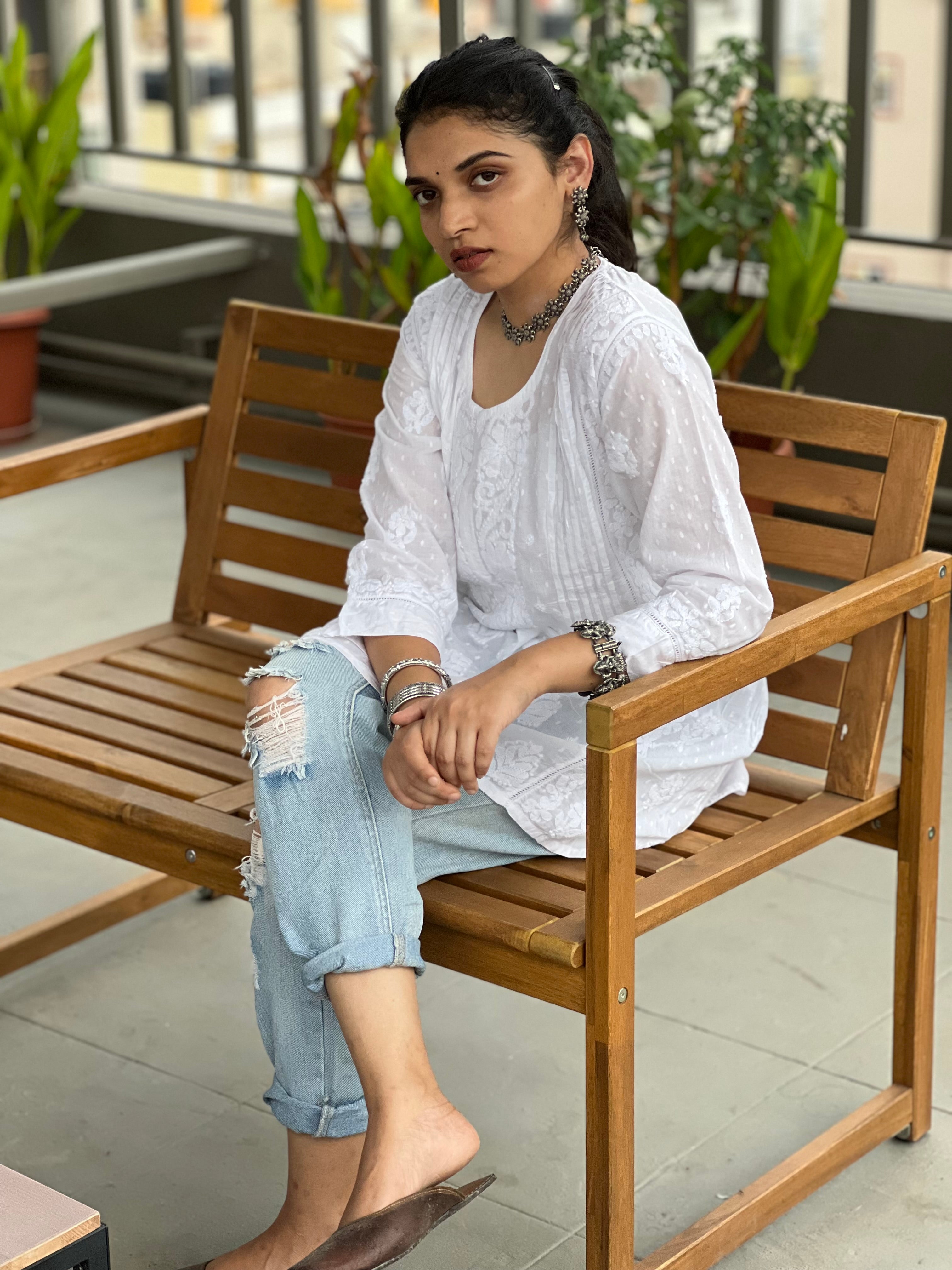 Pure Cotton Chikankari Short Kurti