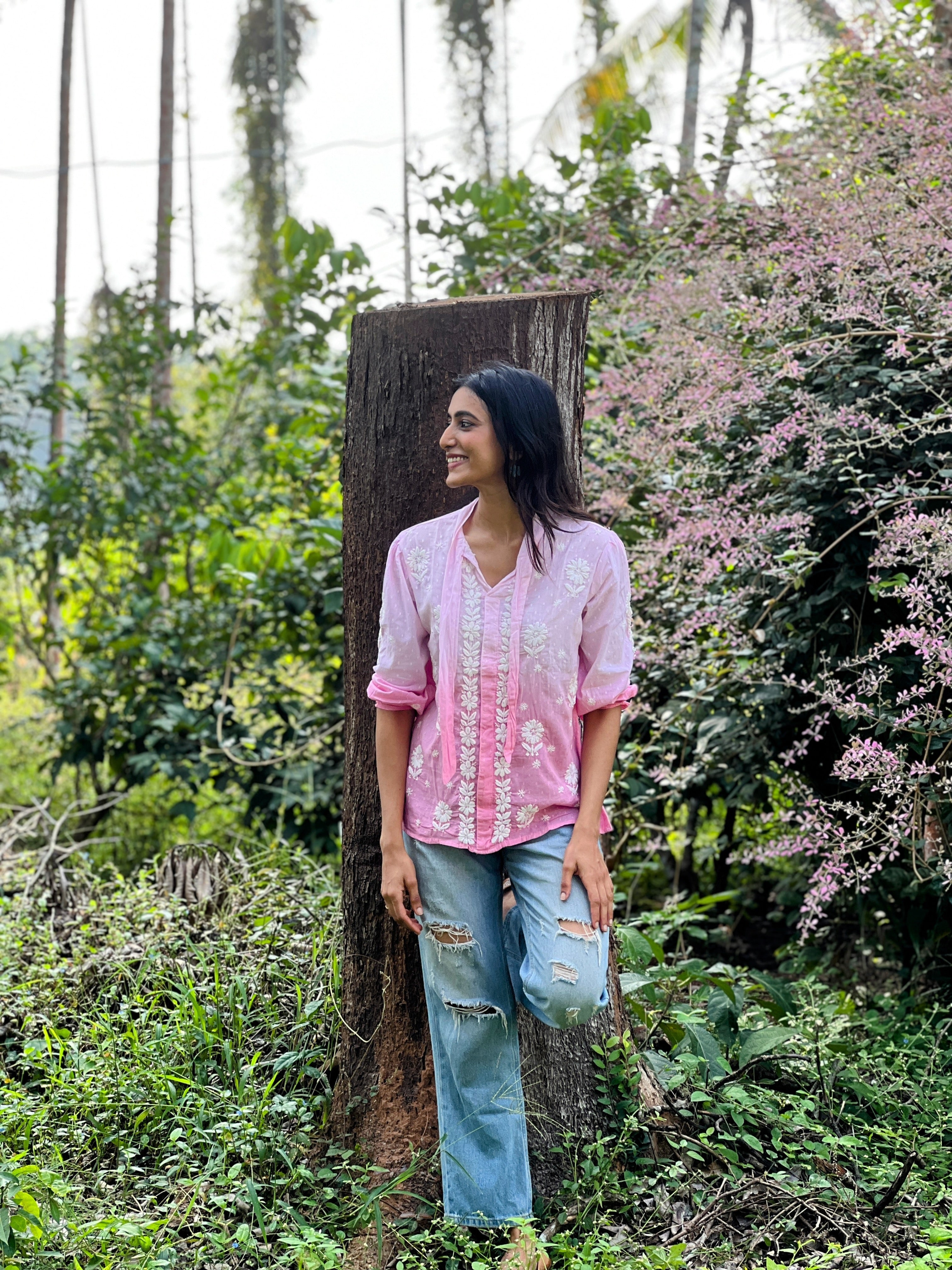 Contemporary Chikankari Cotton Dobby Shirt