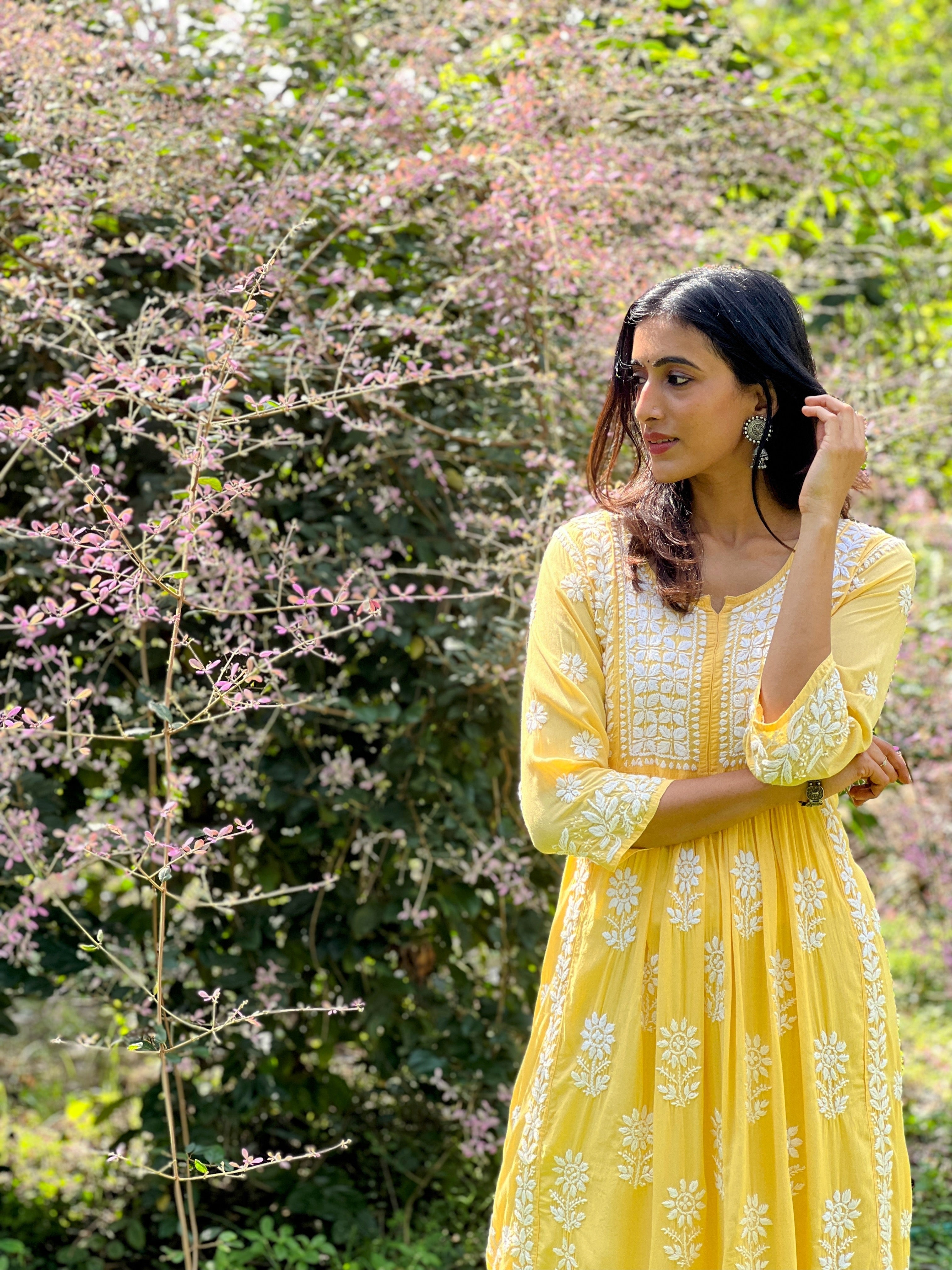 Modal Chikankari Nyra cut dress