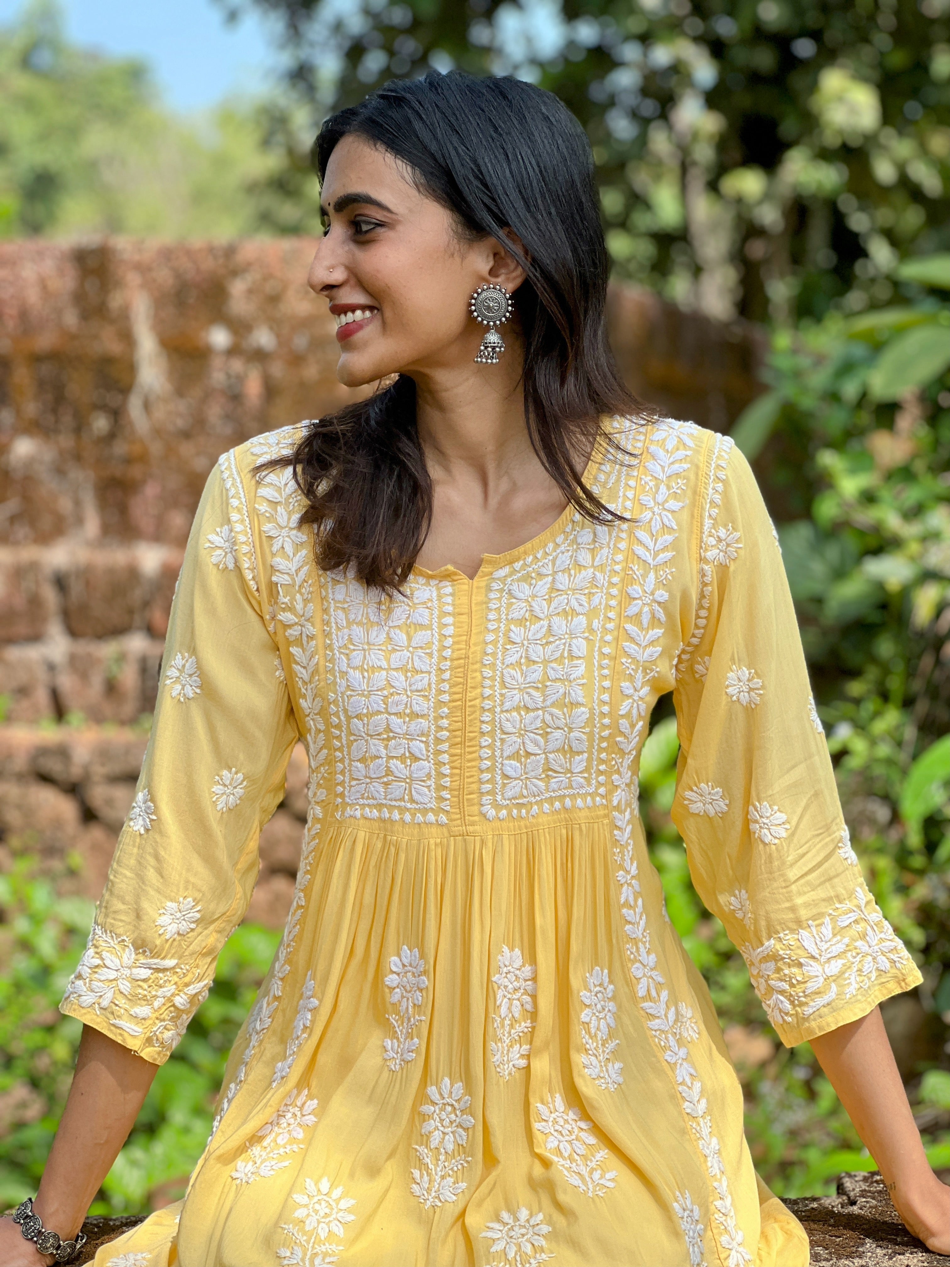 Modal Chikankari Nyra cut dress