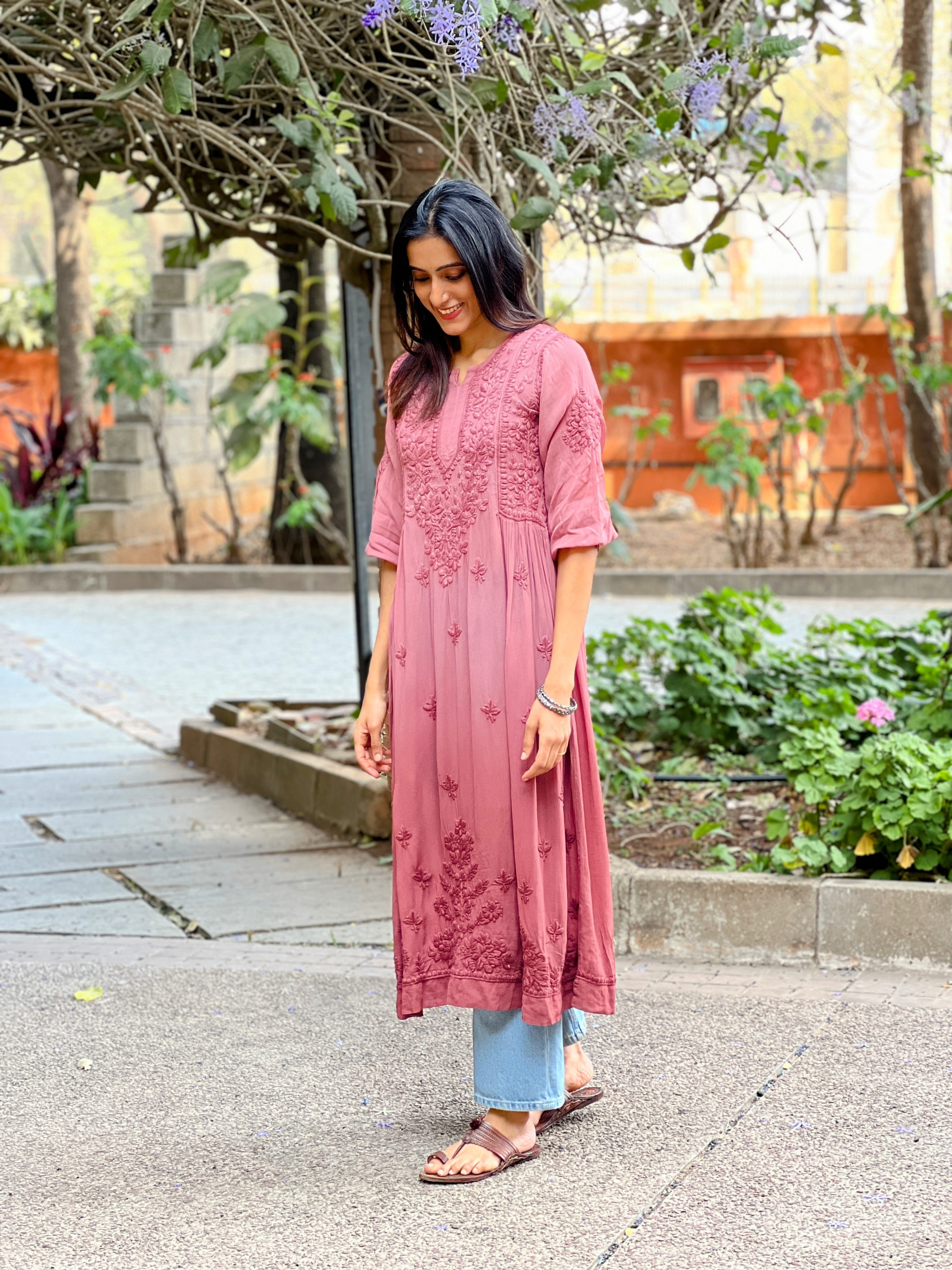 Premium Viscose Heavy work Chikankari Gown