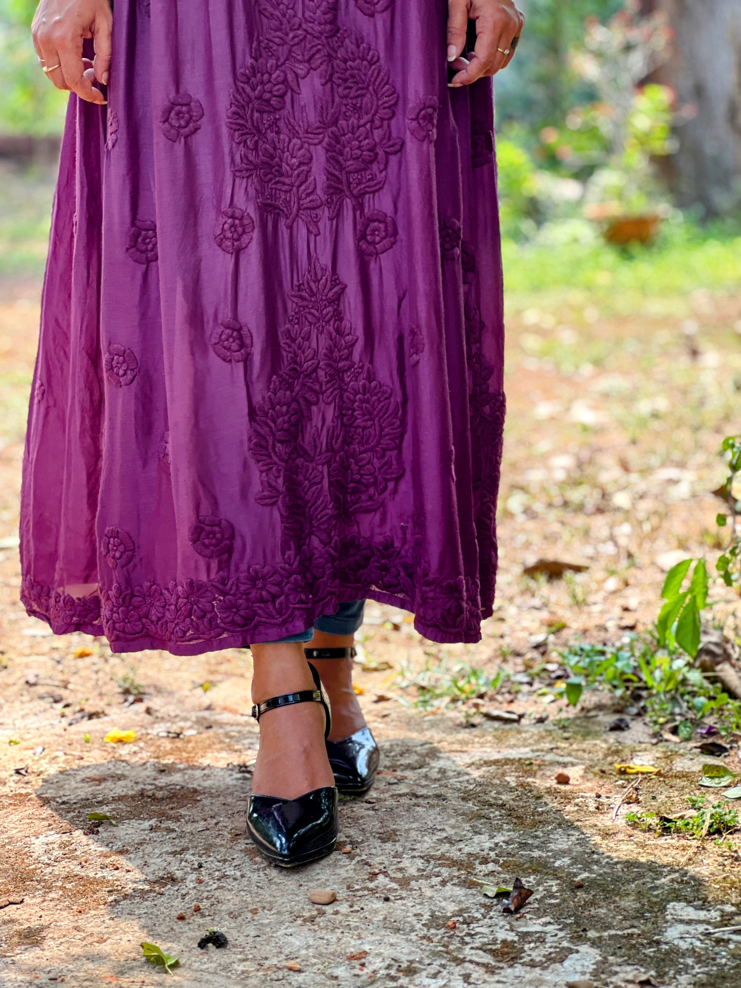 Pure Muslin Heavy Work Chikankari gown