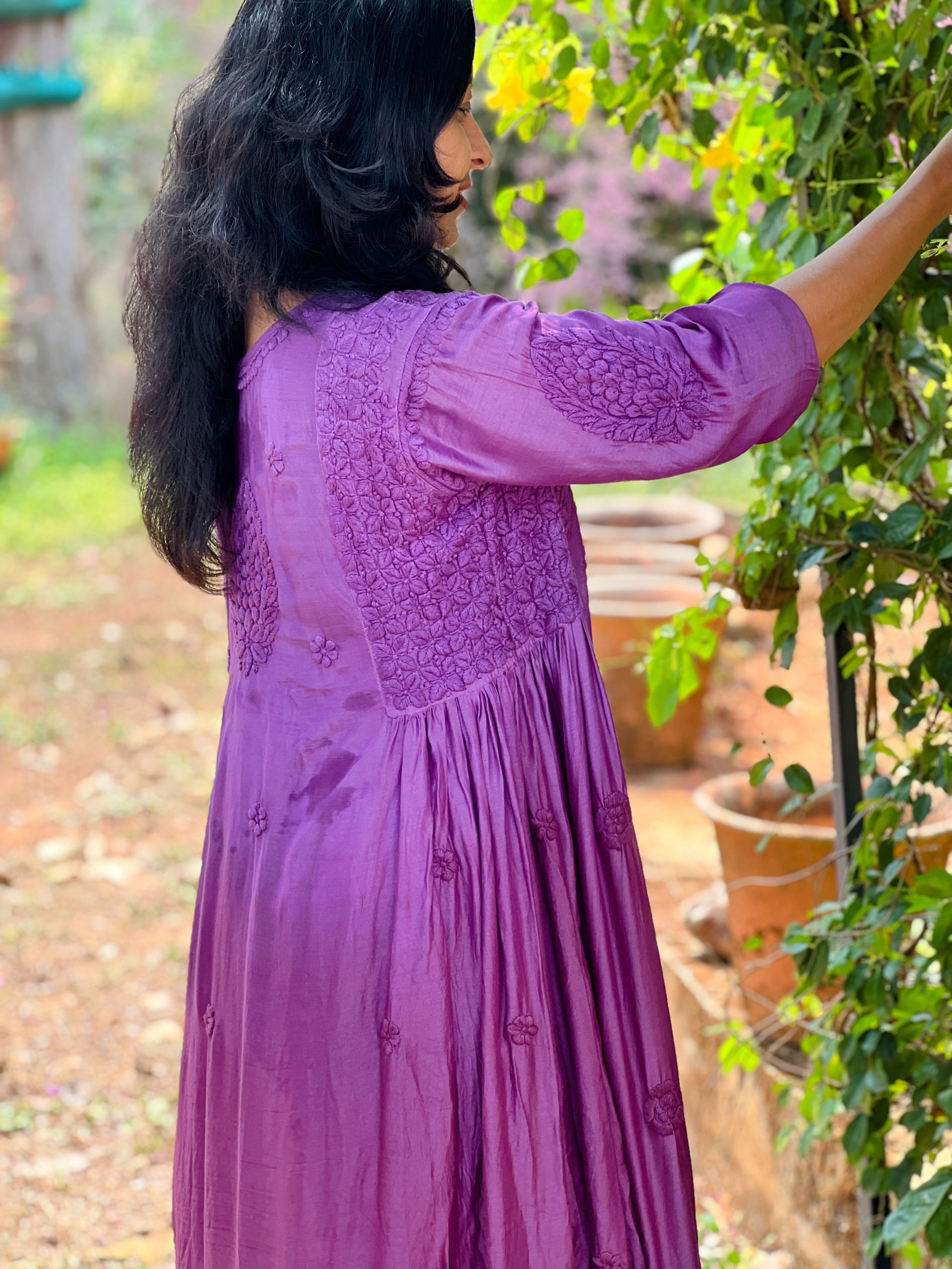 Pure Muslin Heavy Work Chikankari gown