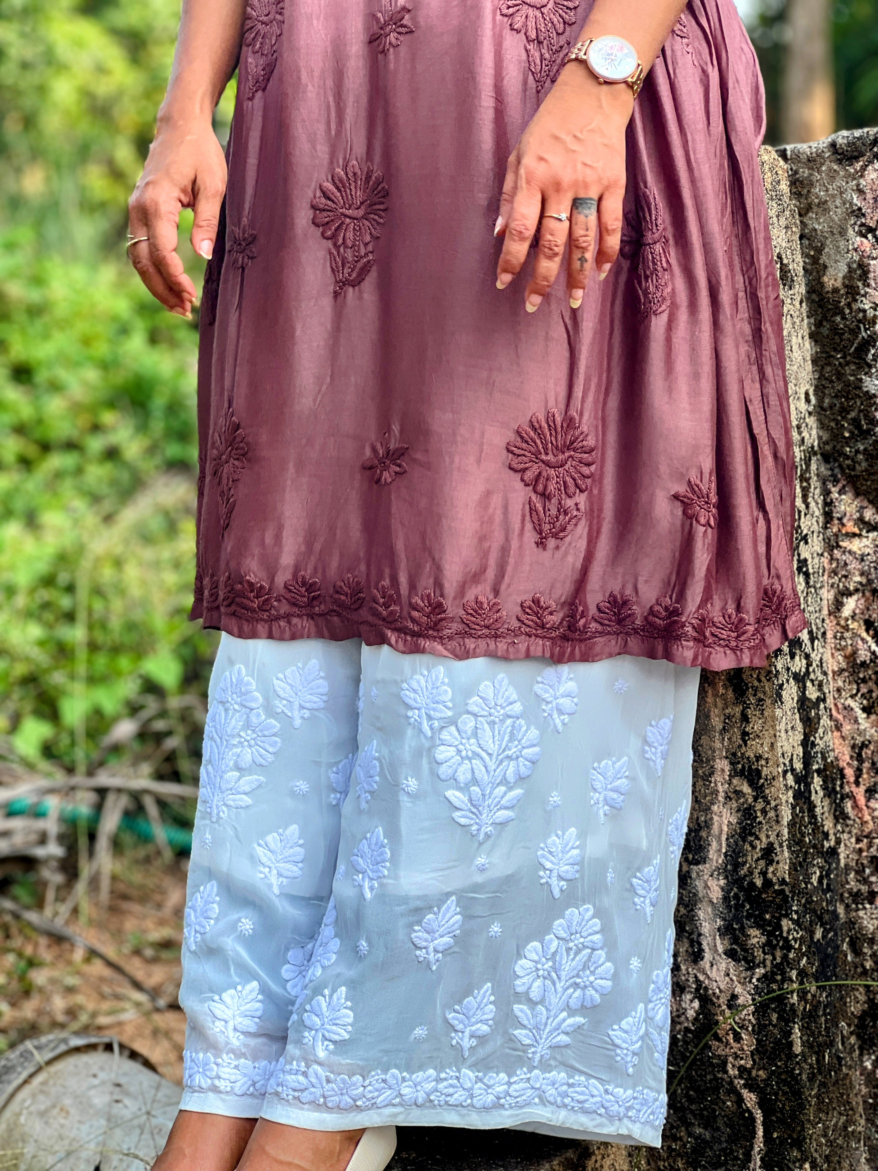 Pure Viscose Chikankari Heavy Work Palazzo