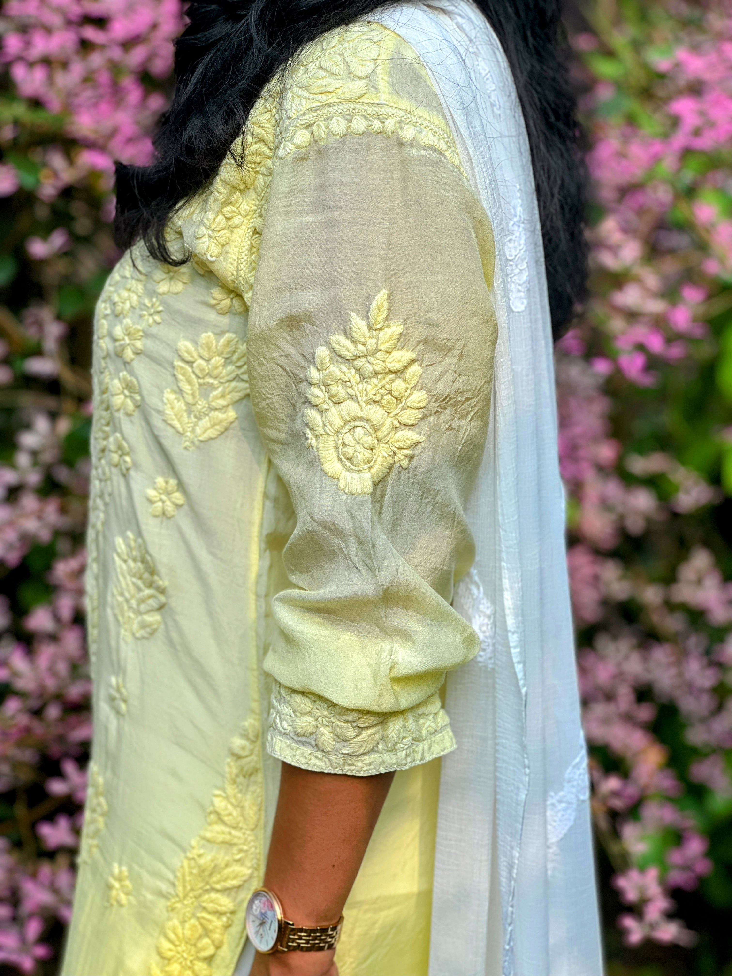 Pure Muslin Chikankari Kurti