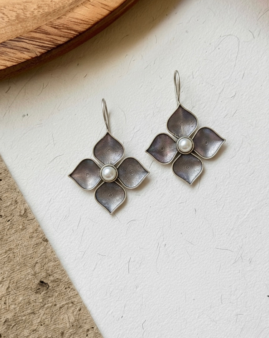 Pearl Petal Flower Earrings