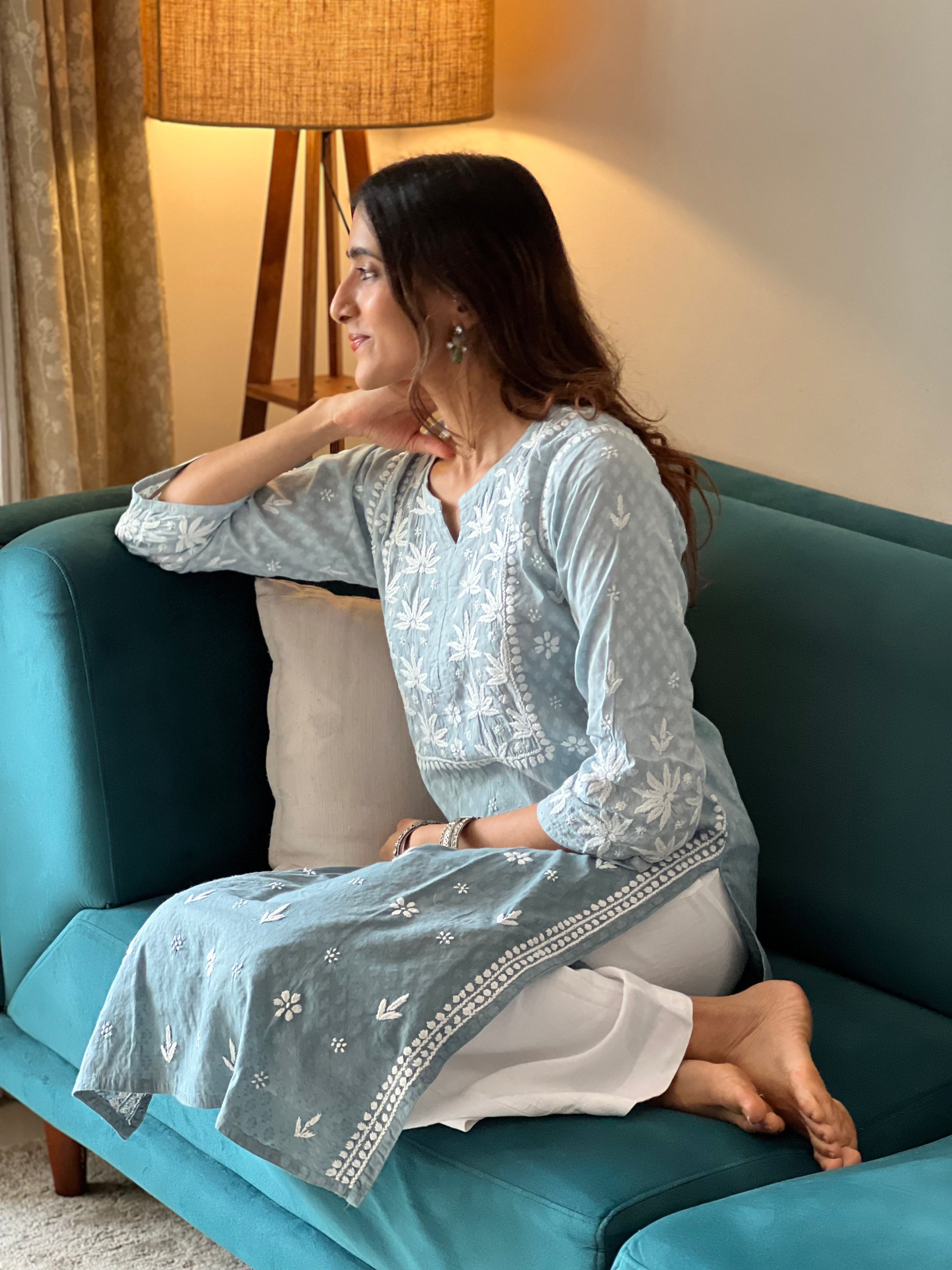 Pure Cotton Chikankari Kurti