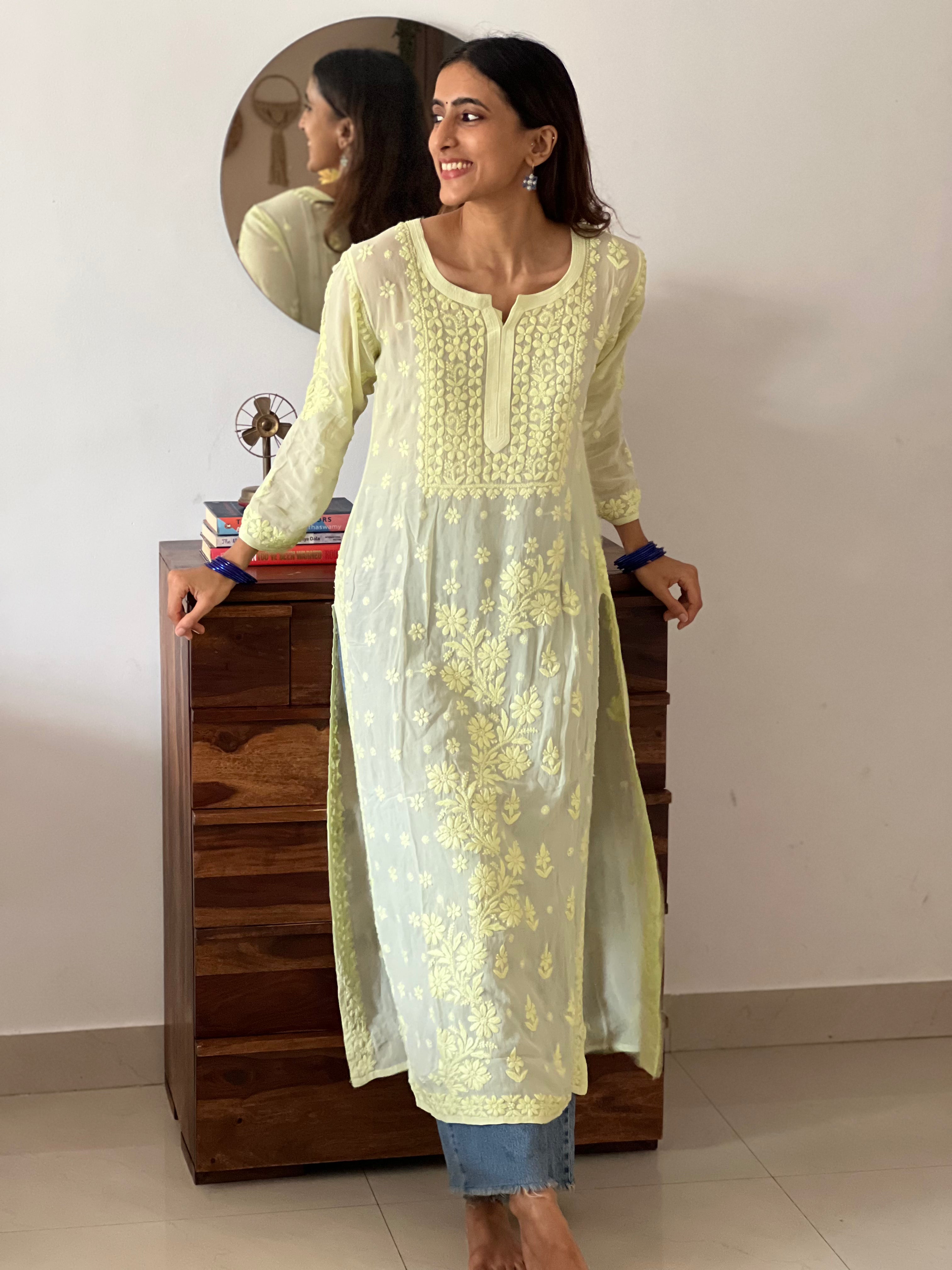 Pure Viscose Chikankari Kurti