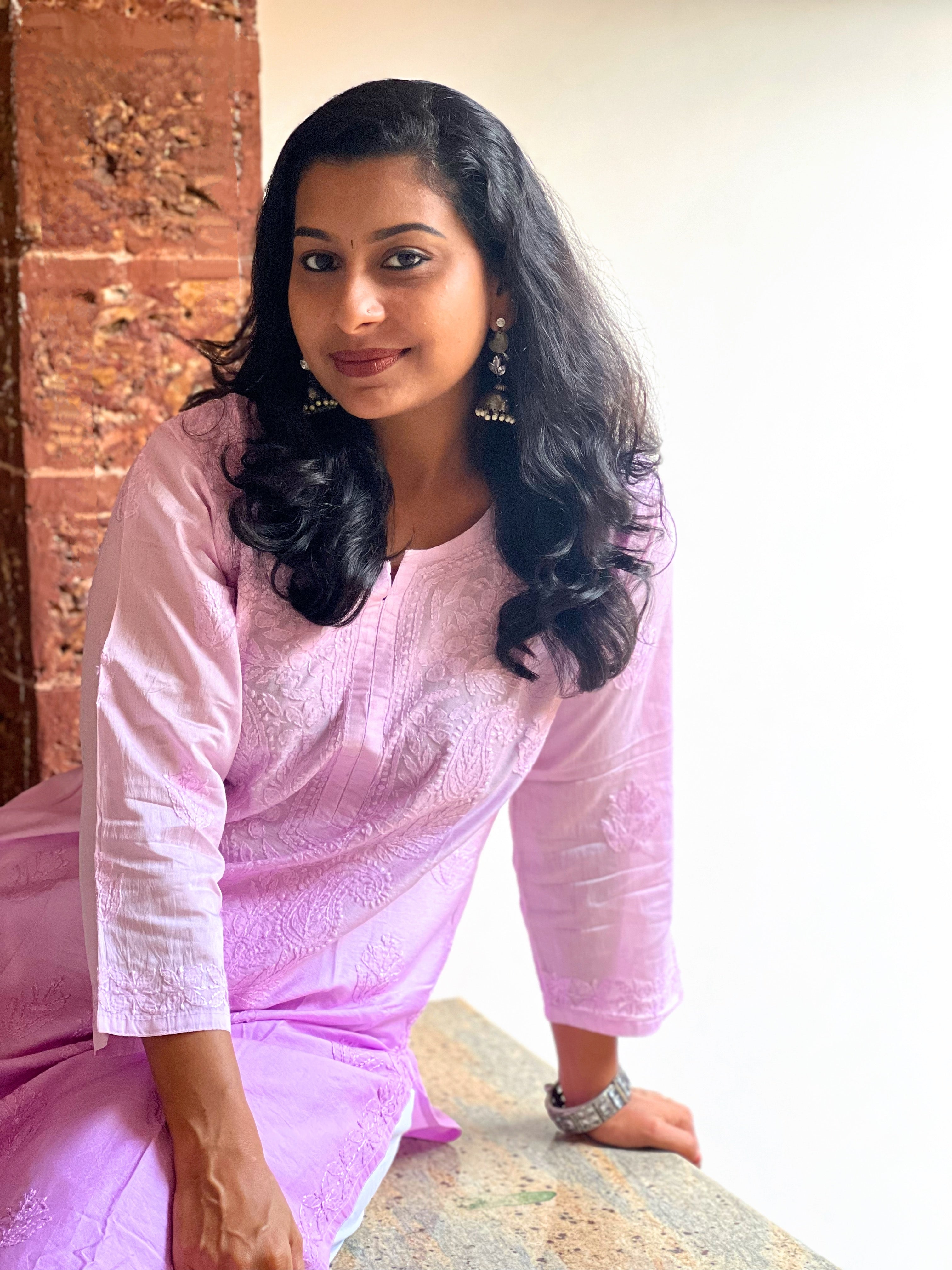 Chanderi Chikankari Straight Kurti