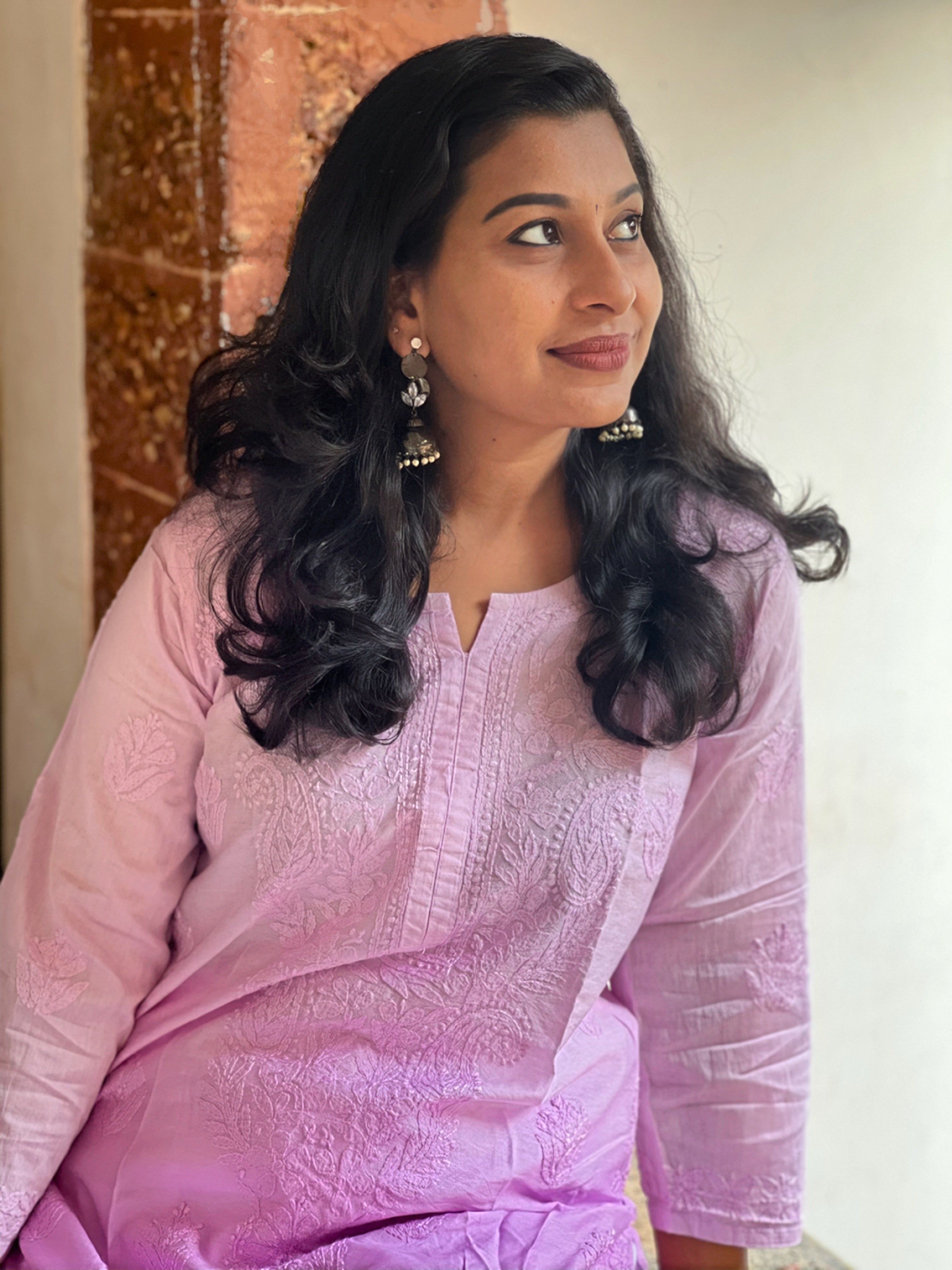 Chanderi Chikankari Straight Kurti