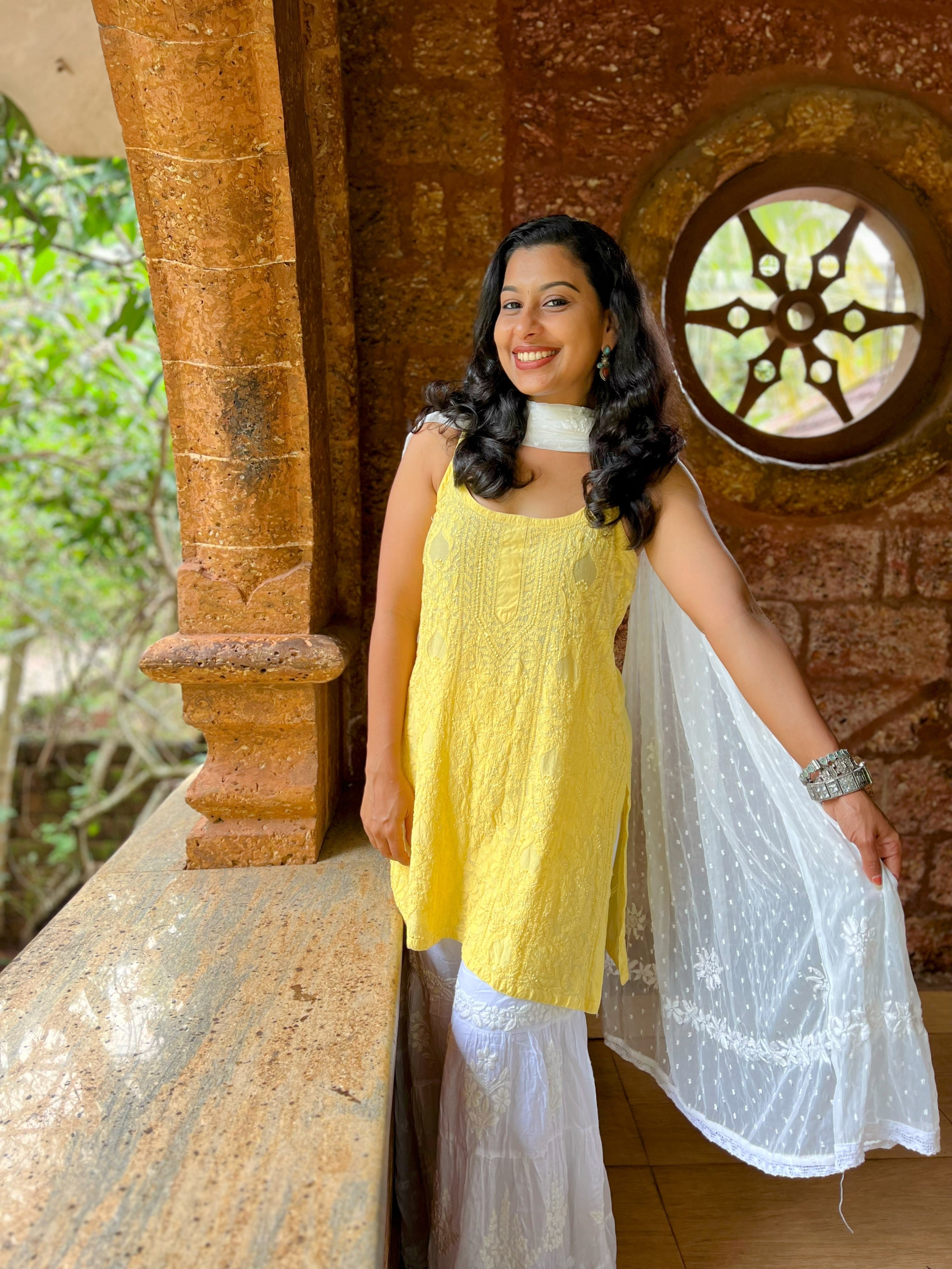 Chikankari Strap Sleeve Short and long Kurtis