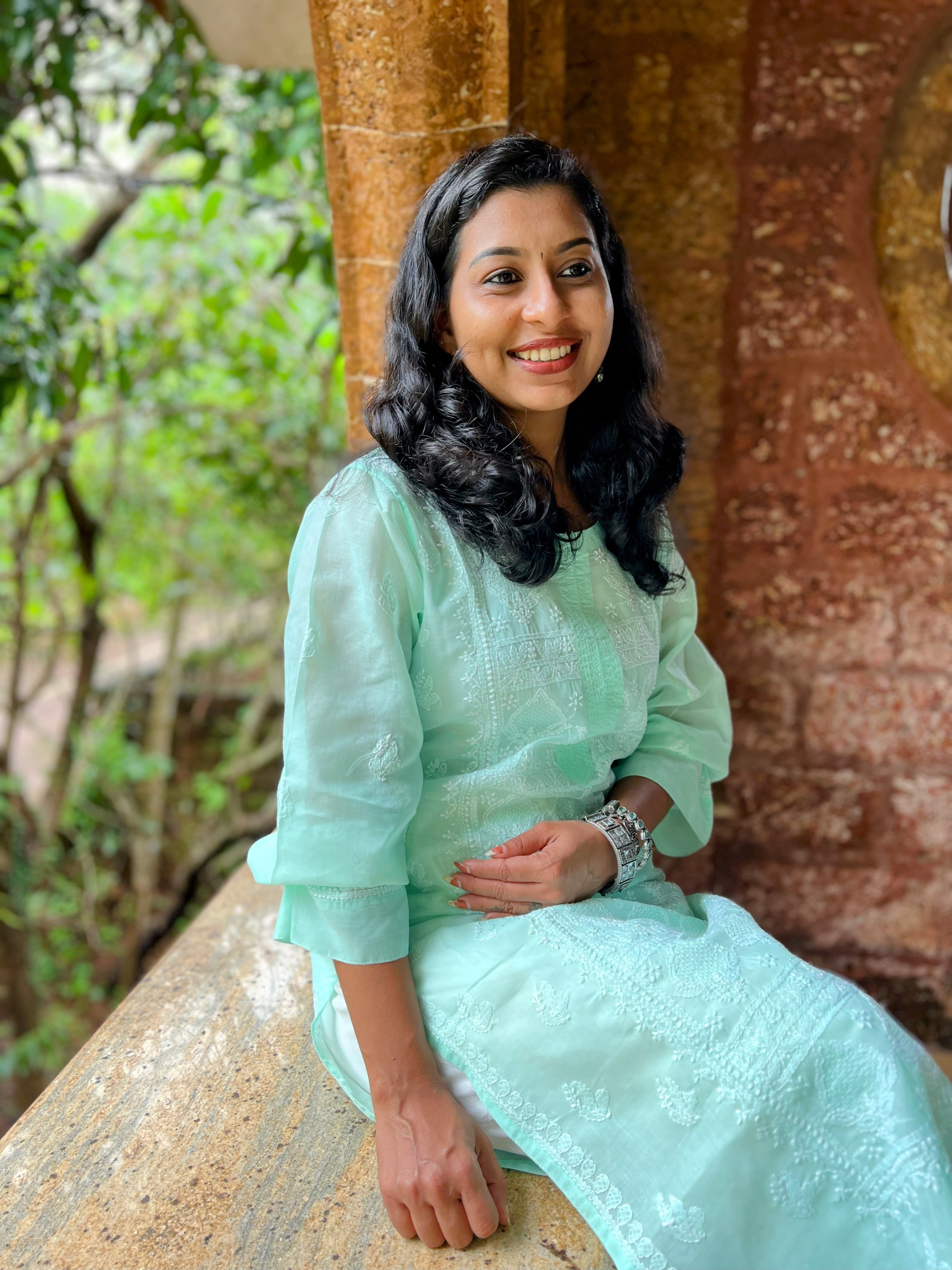 Pure Voile Cotton Hand Jali Chikankari kurti