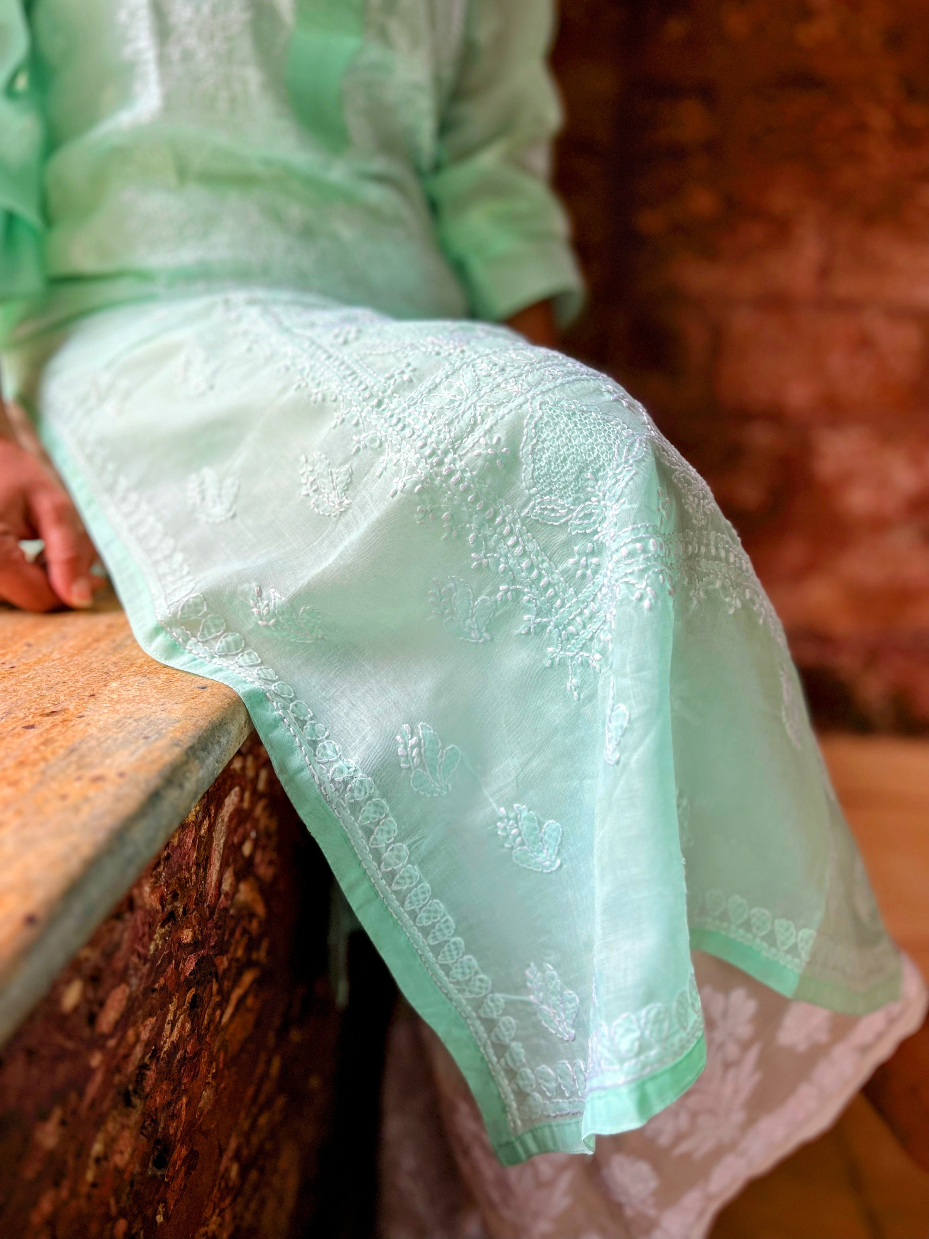 Pure Voile Cotton Hand Jali Chikankari kurti